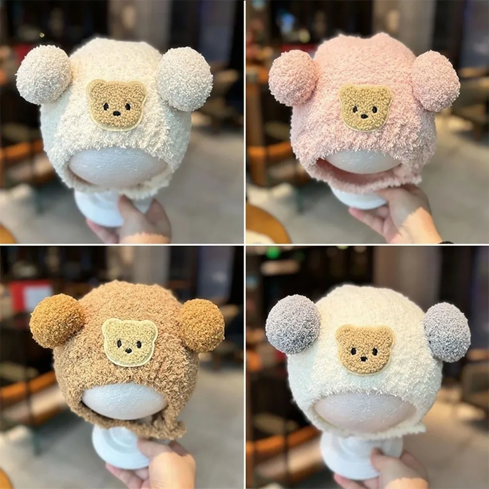 Warm Knitted Bear Hat for Kids Cold Weather