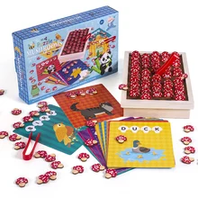 

Mushrooms Matching Game Children Alphabet Learning Puzzles let's Make the Words Magic 90 Puzzle Wooden Toys Montessori 3-5 Years