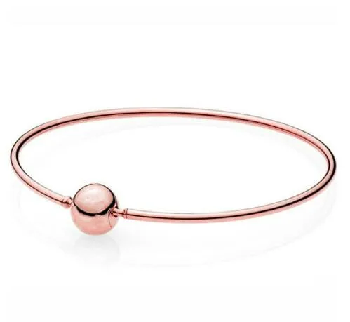 925 Sterling Silver Ball Clasp Suitable Essence Rose Gold pan   Bracelet Fit Women Bead Charm Diy Jewelry