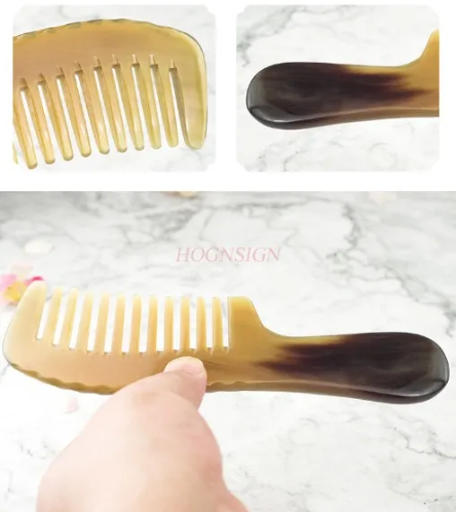 

Wide toothed ox horn comb, thick, warm and moisturizing head massage, meridian comb to reduce static electricity