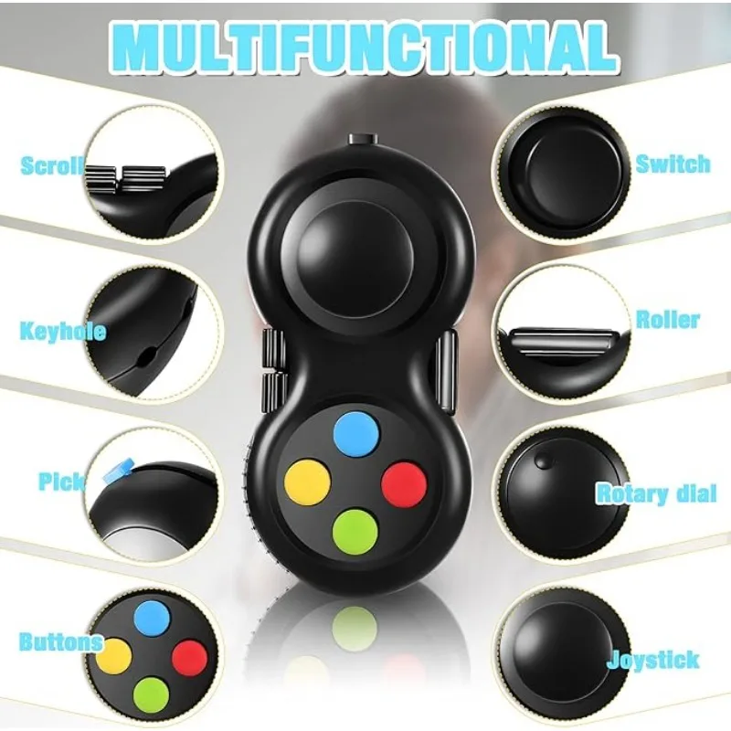 8 Function Fidget Buttons Game Controller Classic Handheld Fun Pad EDC Toys Sensory Educational Toys Relieving Stress Anxiety