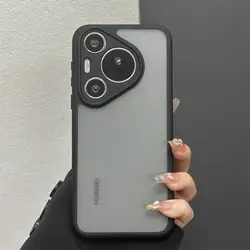 Luxury Matte Acrylic Magnetic Back Cover with Wireless Charging Compatibility for HUAWEI Pura 90 Pro (Black)