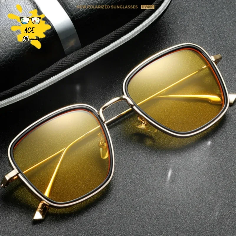 Retro Square Sunglasses Men Tony Stark Sun Glasses Luxury Brand Designer Steampunk Sunglasses Red Black Sunglass Women UV400