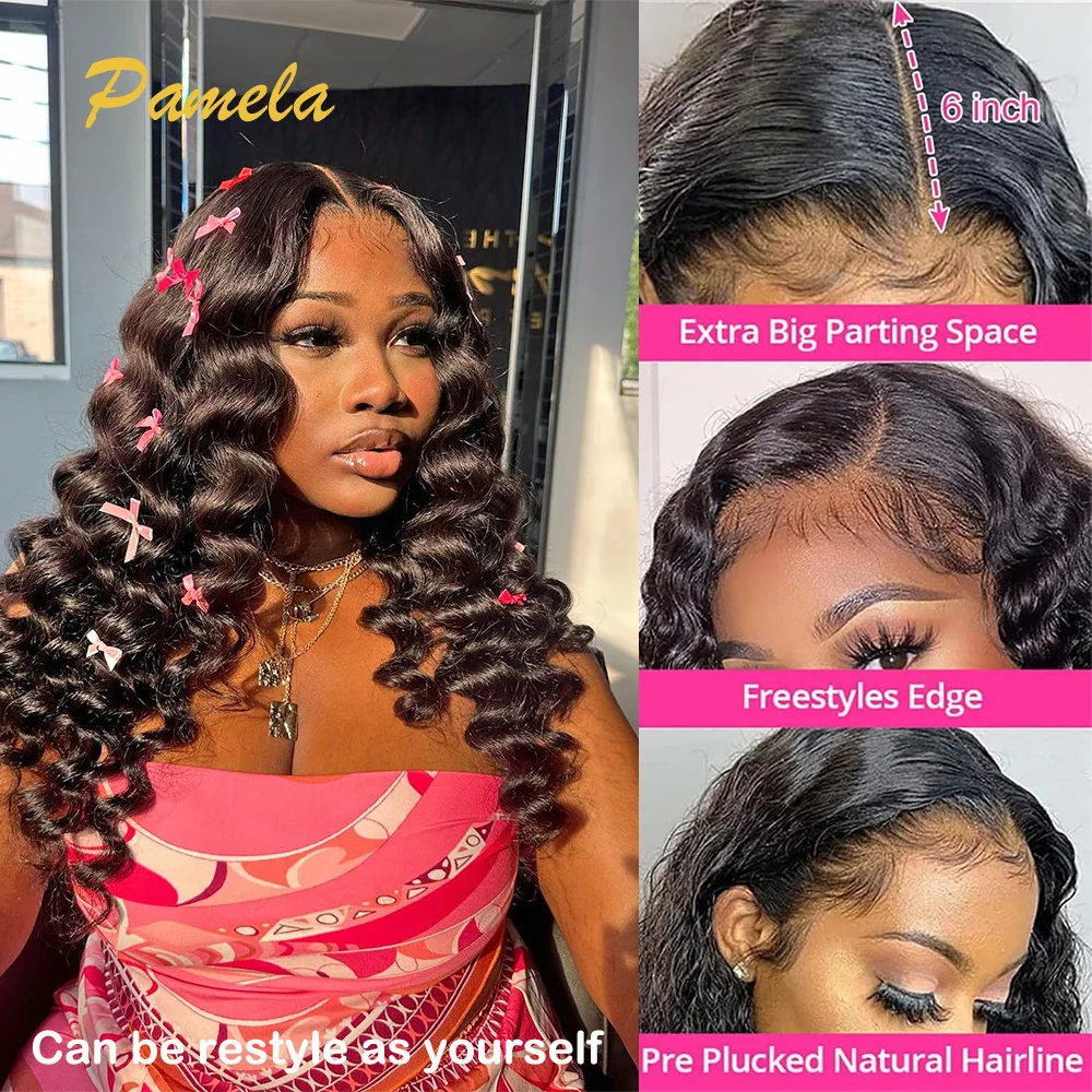 300% Density Loose Deep Wave Wig For Women 13x4 Transparent Lace Frontal Human Hair Wigs Glueless Wig Pre plucked Ready To Wear