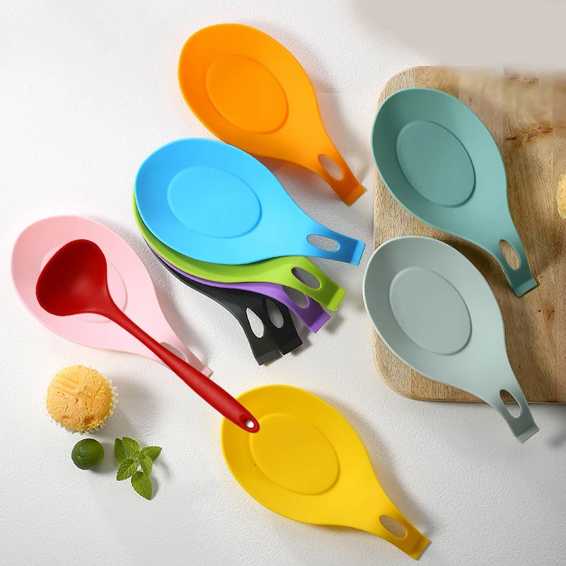 

Silicone Insulated Spoon Holder Heat Resistant Placemat Drink Glass Coaster Spoon Holder Cutlery Shelving Kitchen Tools Placemat