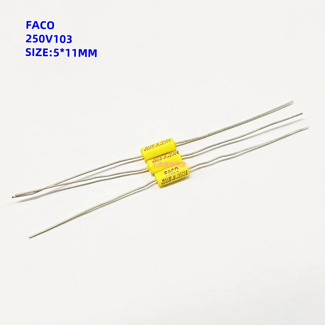 10pcs 250V102 103 104 axial non inductive film capacitor 250V0.01UF/0.1UF axial audio capacitor