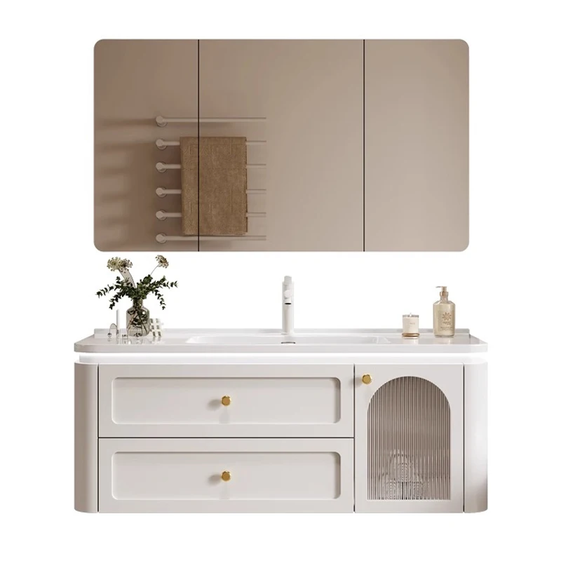 *Nordic style ceramic integrated basin rounded corner bathroom cabinet combined toilet washbasin cabinet