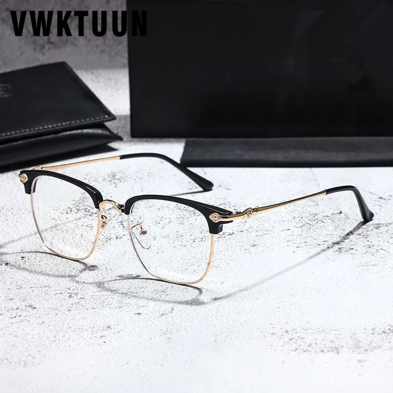 

VWKTUUN Men's Eyeglasses With Frame Square Blue Bight Glasses For Women Vintage Eyeglass Frames Computer Reading Glasses Woman