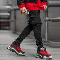 Men Multi Pocket Small Slim High Street Jeans Male Fashion Casual Pencil Elasticity Denim Pants Wash Solid Vintage Trousers