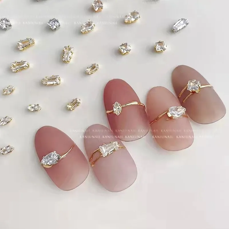 50Pcs Zircon Rhinestones Nail Charms Sparkle Flatback Diamonds For Nails Decoration Horse Eyes Water Drop Shaped Deisgner Gems