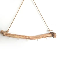 2Pcs Natural Driftwood Decorative Branches Farmhouse Home Wall Hanging Decor Hanging Jewelry Organizers With 5 Hooks Easy To Use 2