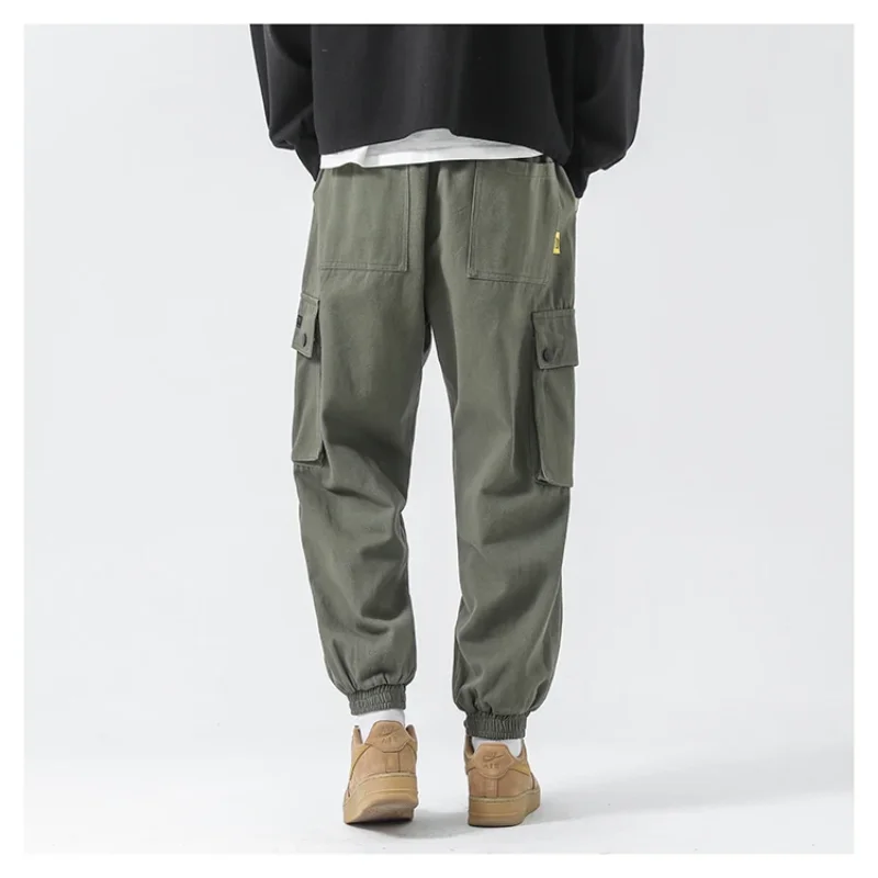2024 Autumn and Winter New Simplicity Fashion Men's Clothing Splicing Pockets Trend Drawstring Versatile Solid Color Plush Pants