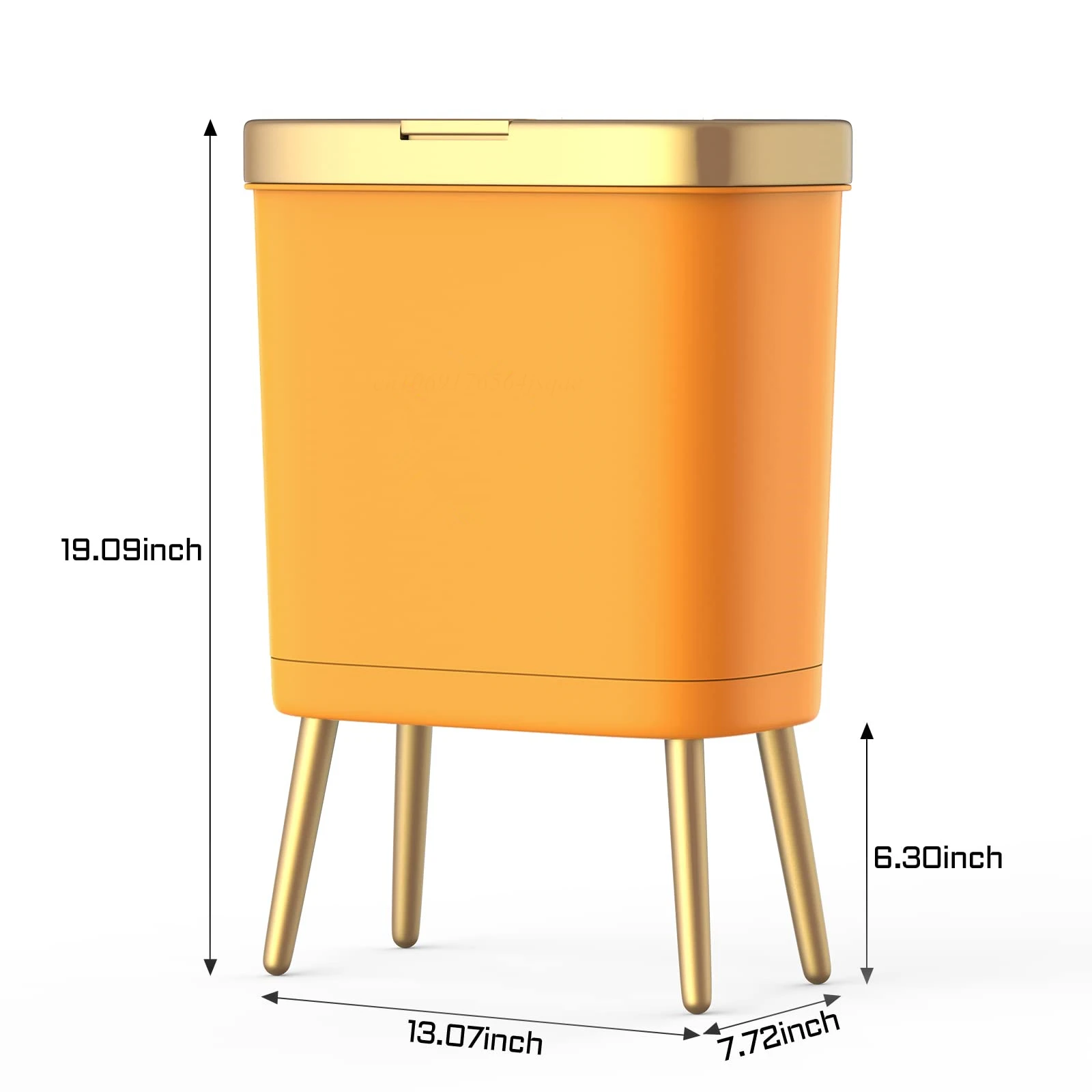 Poubelle Blanche Étroite de Grande Capacité avec Couvercle, Pied