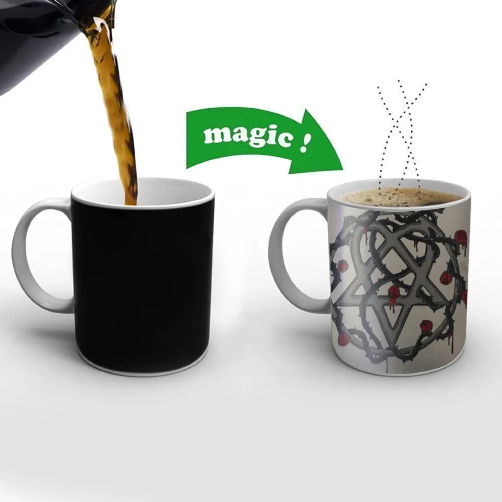 

Him-Heartagram-Free shipping Mug Changing Color Ceramic Coffee Mugs Magic Tea Cup Best Gift