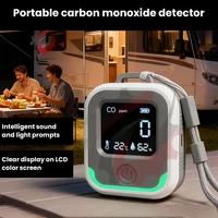 เครื่องตรวจจับคาร์บอนมอนอกไซด์แบบพกพา จอแสดงผล LCD ฟังก์ชั่นสามประการ สำหรับการเดินทาง บ้าน รถบ้าน RV เครื่องตรวจจับ CO พร้อมเซ็นเซอร์วัดความชื้นและอุณหภูมิ 5