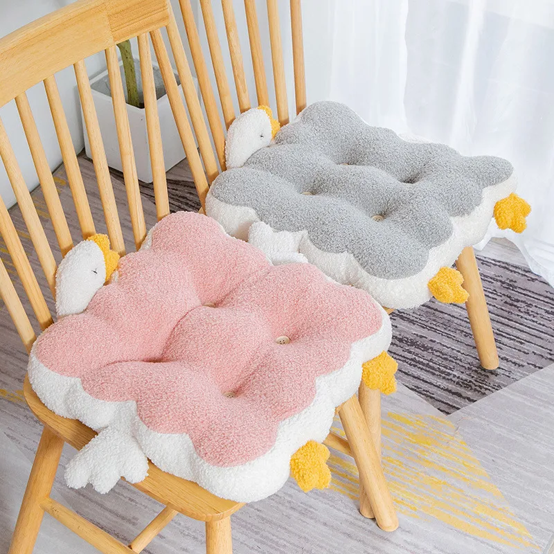 

Bubble Kiss Cartoon Goose Seat Cushion Home Decor Waist Rest Pillows for Sofa Wool Plush Office Chair Stuffed Fluffy Cushion