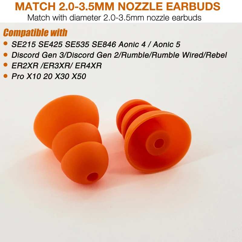 Triple Flange Eartips Replacement for Elgin Discord Gen 3/ Gen 2/ Rumble/Rumble Wired & Se846 Se535 Se215 Aonic4 Aonic5