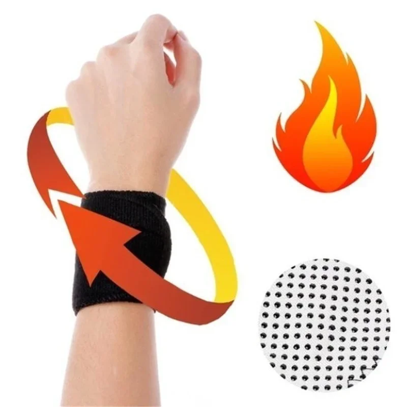 Wrist Brace 2pcs/set Sports Protection Health Care Magnetic Therapy Tourmaline Self-Heating Wrist Brace Belt Arthritis Pain Relief
