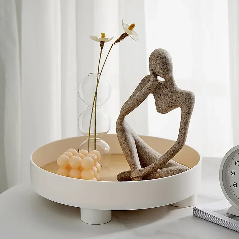 Decorative Trays Home Decor Round Storage Tray Organizer Storage Box Table Vase Aromatherapy Stand Candlestick Stand storage tray storage box rotating storage organizer bamboo organizer tray jewelry storage tray