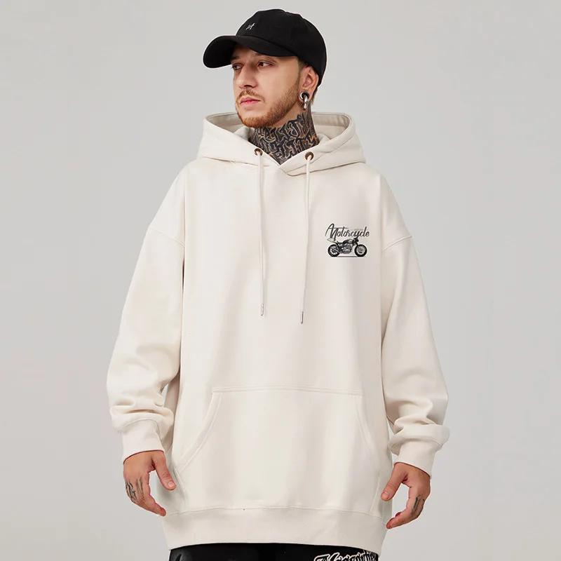 Casual Style Fashion Sweater Hooded Autumn And Winter Literary Trend New Men's Pullover Popular Print And Plush
