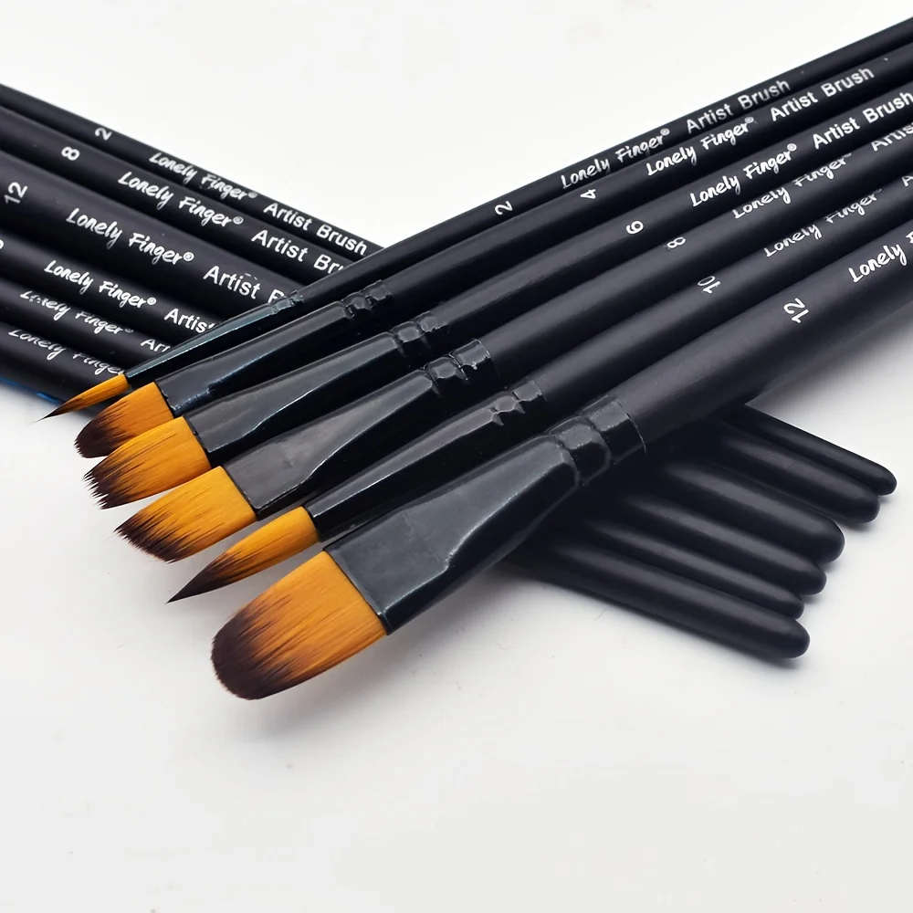 6pcs Professional Artist Paint Detail Tip Brushes, Anti-Shedding Nylon Bristles(Include Round, Filbert, Flat, Angle) 4