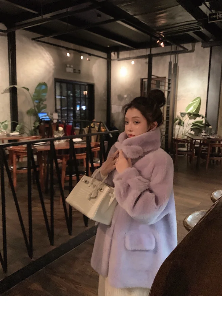 Korean Silhouette Granule Wool Coat Women's Loose Plus-size Autumn and Winter Sheep Shear Fur All-in-one Fur Coat