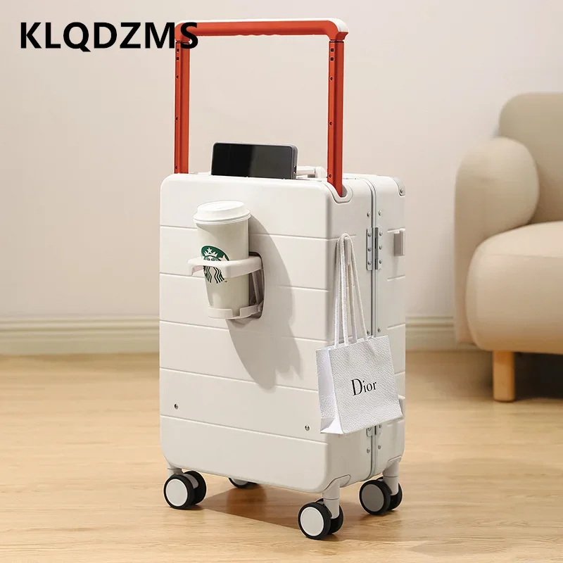 KLQDZMS PC Cabin Luggage Travel Bag 24 26 Inch Large Capacity Trolley Case 20 Front Opening