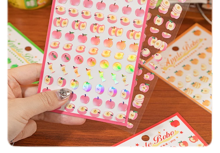 2 Blatt Kawaii Apple Bobo Serie Stanzaufkleber DIY Tagebuch Album Scrapbook Handyhülle Planer Handbuch Ästhetisches Zubehör – Detail 6