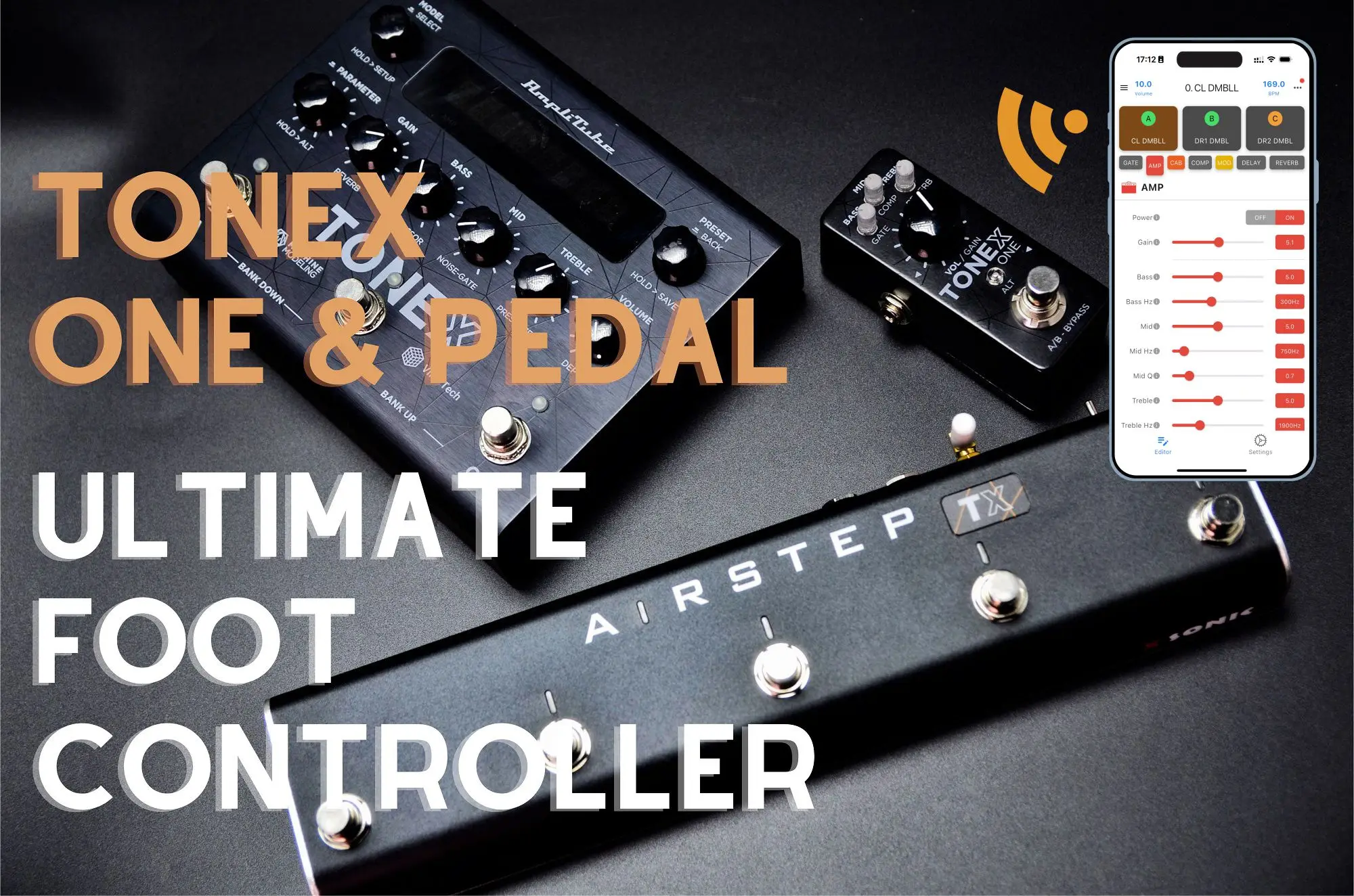 XSONIC AIRSTEP TX, TONEX ONE & PEDAL Footswitch, 2 Control