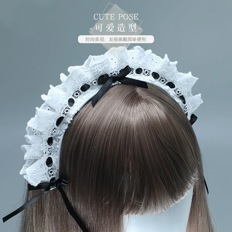 Hair Accessories Hair Bands Hair Band Cosplay Accessories Cosplay Headpiece Cosplay accessories maid headband Japanese two-dimensional lace bow Lolita headdress hair accessories maid headband