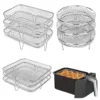 Three Stackable Air Fryer Rack Ovens Racks Stainless Steel Basket Tray Air Fryer Accessories Kitchen Gadgets Baking Tools