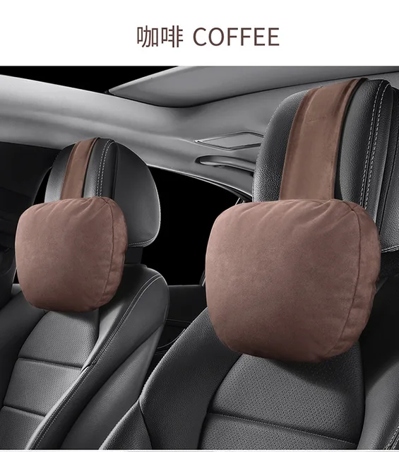 Car Lumbar Support Cushion Backrest Car Seat Deerskin Velvet Lumbar Neck  Pillow Headrest Interior Accessories - AliExpress