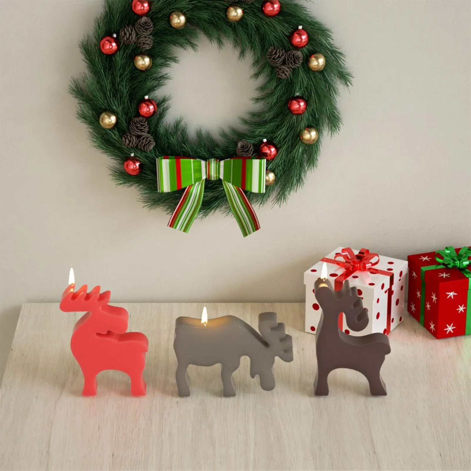 Christmas Silicone Molds For Candles 3D Standing Elk Mould Deer Mold For Chocolate Candle Soap Fondant Candy Baking Holiday