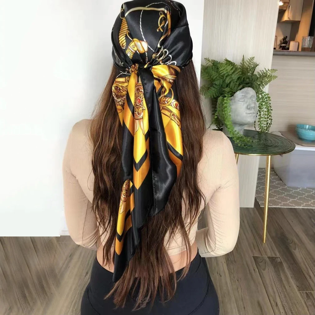 Satin Scarf For Hair Designer Luxury Brand Kerchief Neck Silk Head