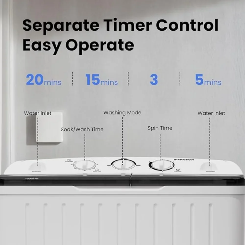 Portable Washing Machine Twin Tub Washer and 6.6 Lbs Spin Cycle Compact Washing Machine 5