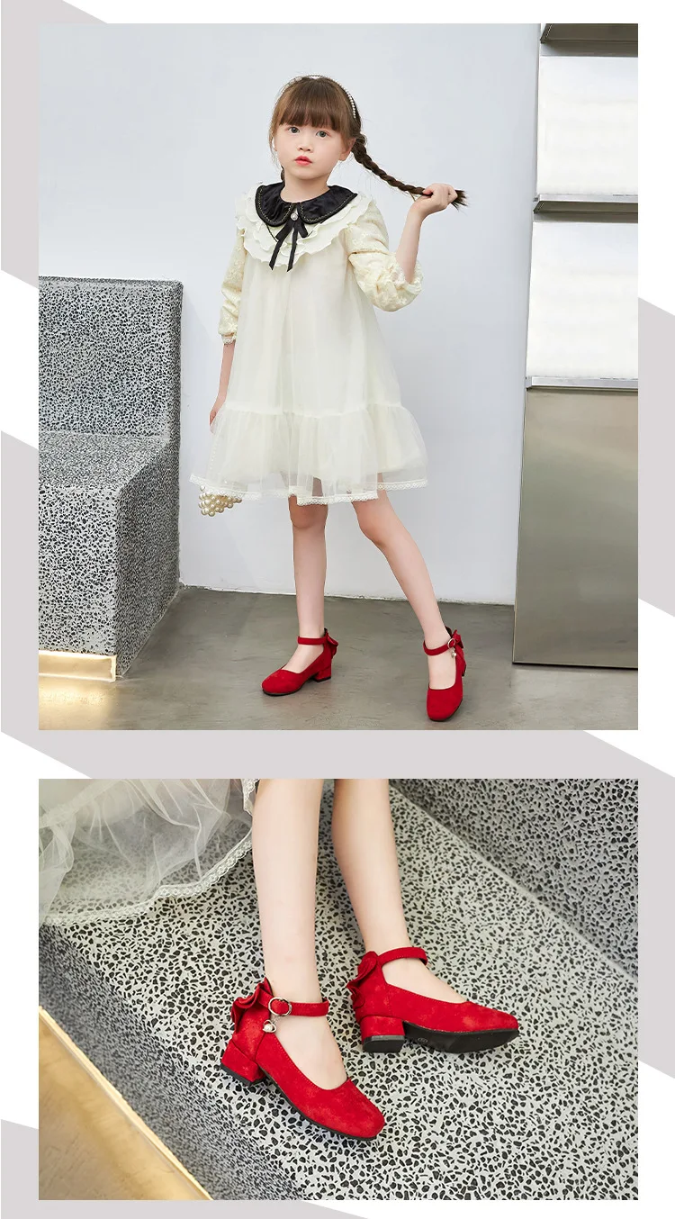 Mode Mädchen Kinder Kinder Hochhackige Leder Schuhe Prinzessin Süße Für Abend Party Zeigen Kinder Leder Schuhe 27-37 heißer – Detail 20