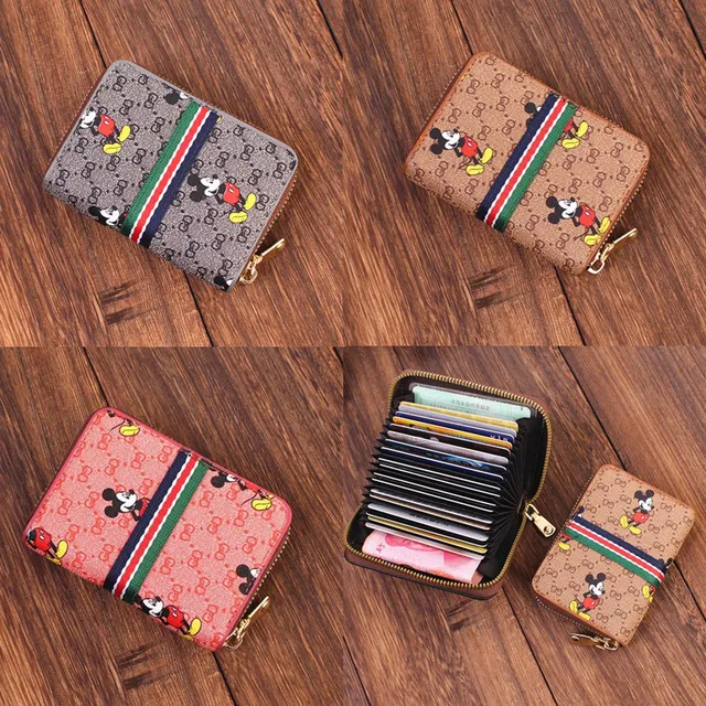 Disney New Cartoon Mickey (26 Card Slots) Zipper Card Cute Mini Card Bag Driver's License Pickup Card Cover Christmas Present 1