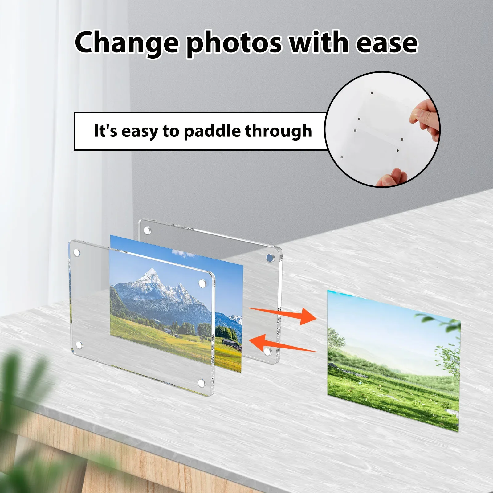 10pcs Acrylic Magnetic Frame Clear Fridge Magnet , Double Sided Photo Frame Refrigerator Magnet Picture Frame For Instant Camera
