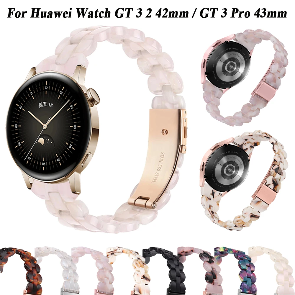 

Resin 20mm Watch Strap For Huawei Watch GT 2 GT2 GT 3 42mm Smartwatch Bracelet Wristbands For GT3 Pro 43mm Woman Watchbands Belt