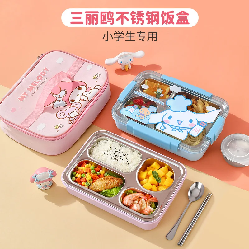 

Kawaii Sanrio Hobby Cinnamoroll My Melody мультяшный детский Ланч-бокс из нержавеющей стали с изоляцией подарок на день рождения