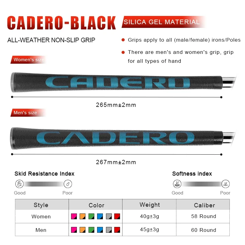 Golf Grips 10/set CADERO 2X2 AIR NER Crystal Standard 6-color Blend Available for Shock Absorption and Non-slip golf grips