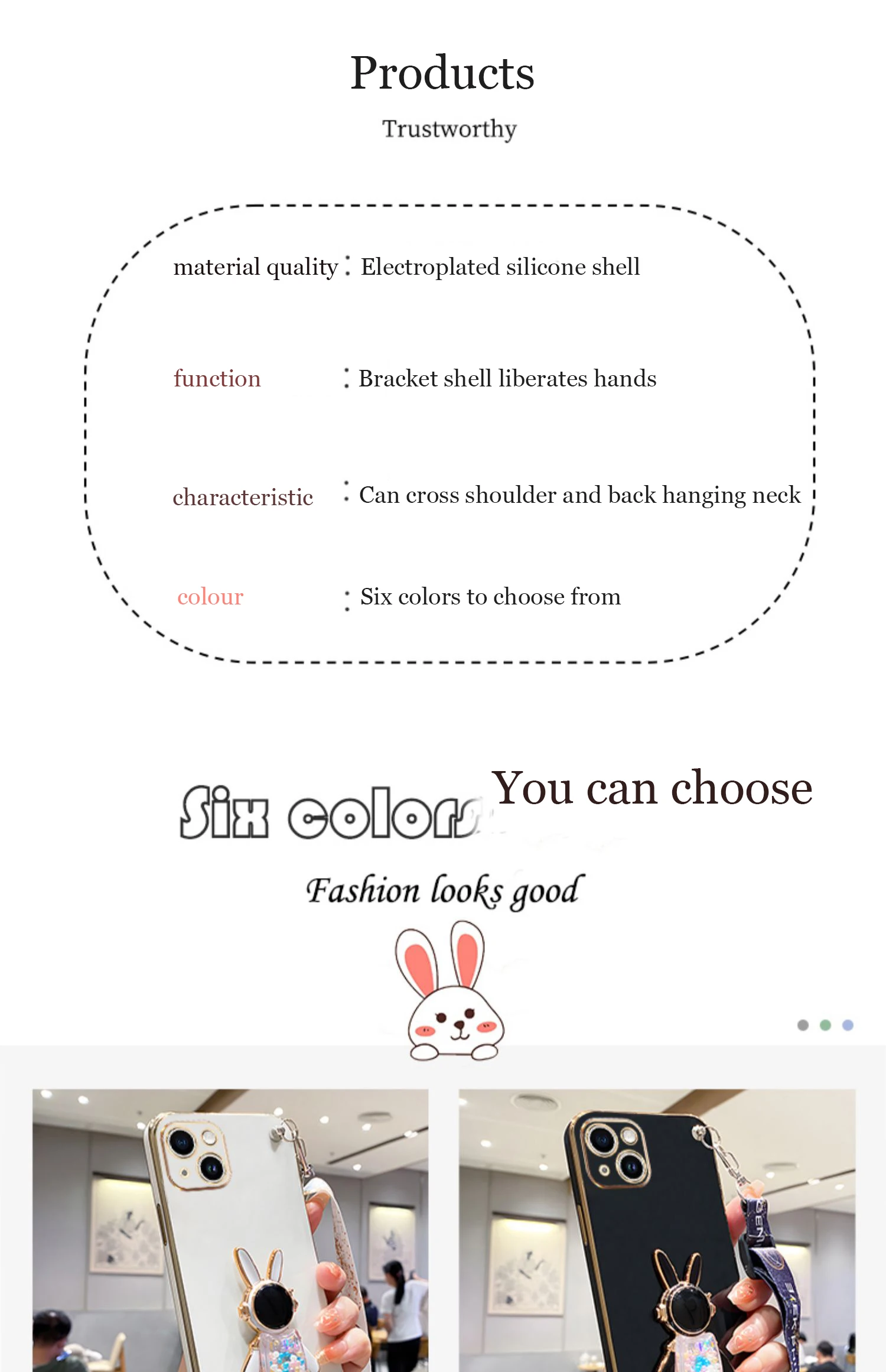 Crossbody Candy Rabbit Lanyard Strap Case For Xiaomi Mi 12T 11T 12 10 Mi13 13 Pro Lite 11 Ultra 5G 8 9 9T Cover_voghion.com