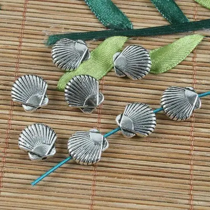 

16pcs 12.8mm antiqued silver two sides shell design spacer beads G1175
