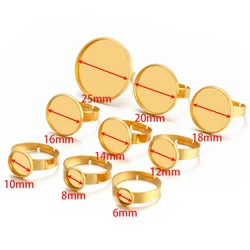 10 - Piece Stainless Steel Adjustable Ring Settings - Inner Dia. 6mm (Gold color)
