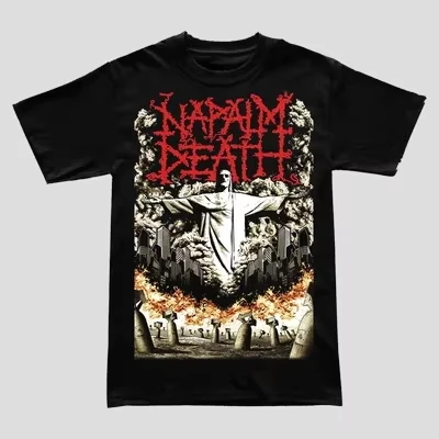 thumbnail image 1 of Camiseta Napalm Death Grinding Heavy Metal para hombre y mujer, 100% algodón, talla grande, estampado, cuello redondo, ropa de calle, Top Unisex, 1 of 4