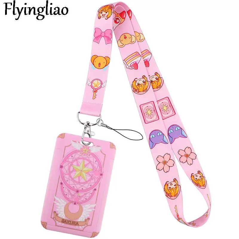 

Card Captor Sakura Lanyard ID Badge Holder Bus Pass Case Cover Slip Bank Credit Card Holder Strap Cards Holder