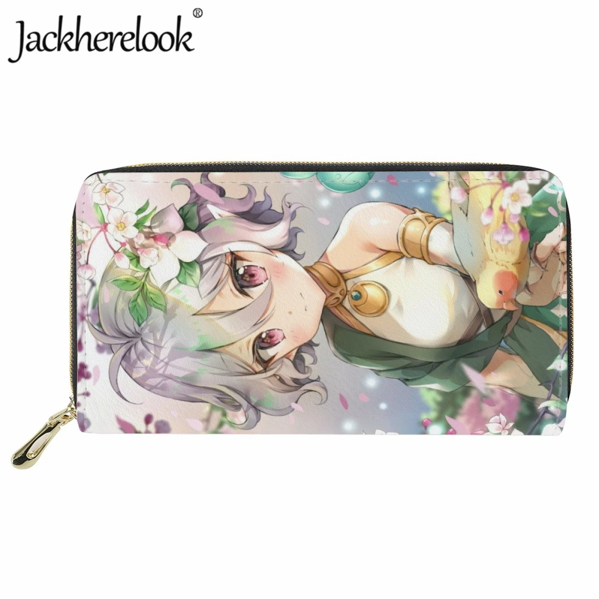 

Jackherelook Fashion Ladies Wallet Card Holder Long Leather Zipper Purse Princess Connect! Re:Dive Anime Pattern Girls Money Bag