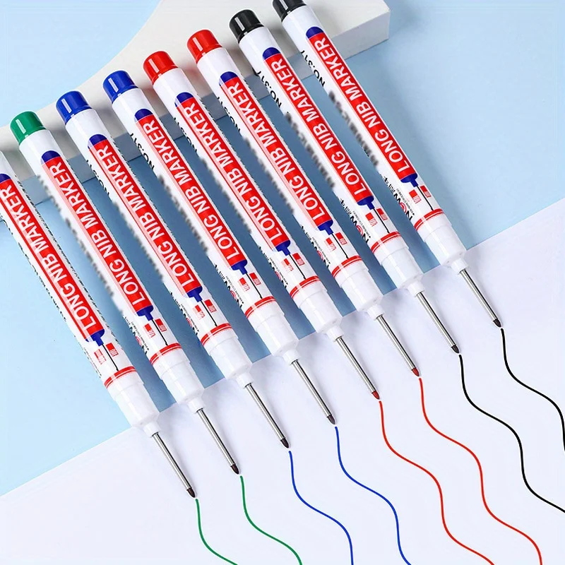 5pcs 롱 헤드 마커, 방수 다목적 딥 홀 마커 펜, 목공 홈 데코용 파인 포인트 마커