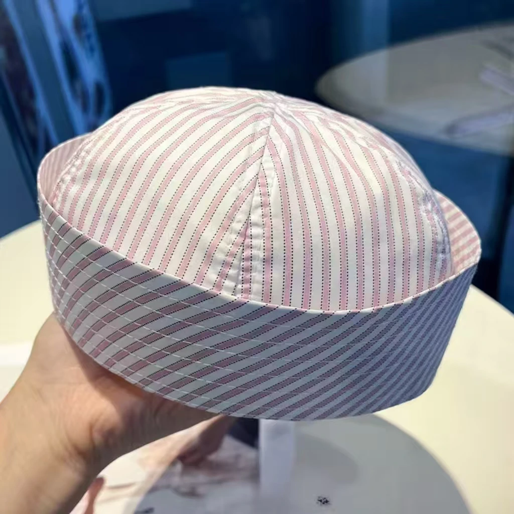 HongLuan Matrosenhut mit Schleife in Schwarz/Rosa für Strand-Cosplay, Kapitänshüte, gestreifte Frau, Rave-Festivals-Accessoires und Partykappen für Herren – Detail 15