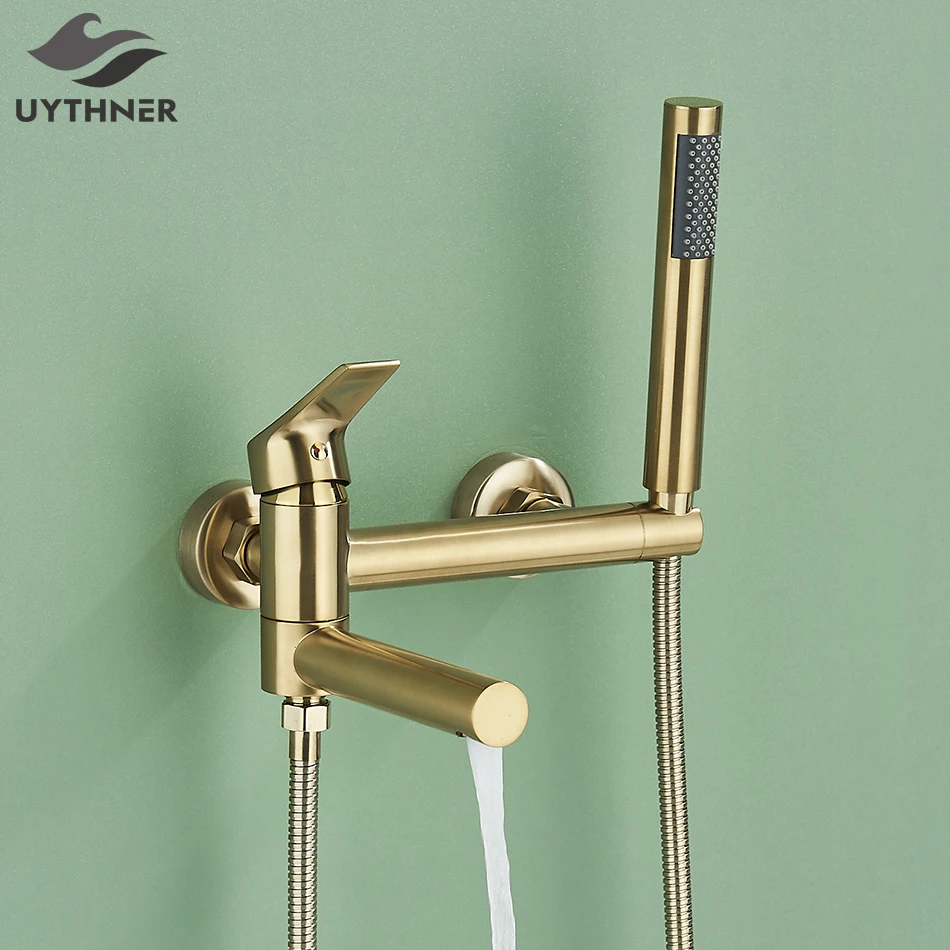 Uythner Bathtub Faucet With Hand Sprayer Shower Faucet Wall Mount Hot Cold Water Mixer For Bathroom Bath Shower Set System 6